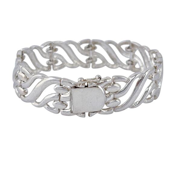 Vintage Sterling Silver 925 Openwork Panel Bracelet 7" - Picture 6 of 8